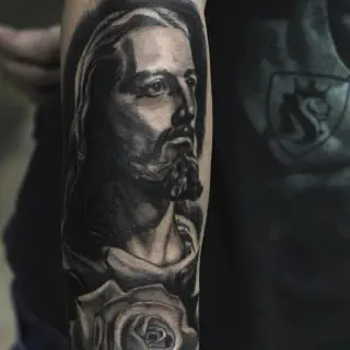Jesus Christus 3D Arm Tattoo